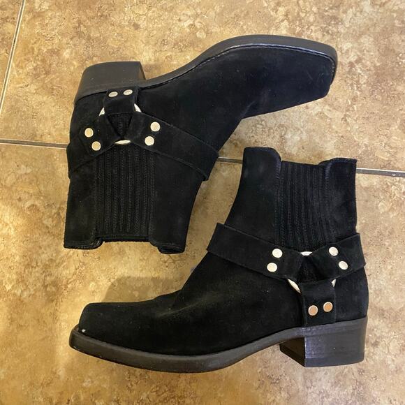 RE/DONE Black Suede Short Cavalry Harness Boots Size 41 Western 90s Grunge - Picture 3 of 9
